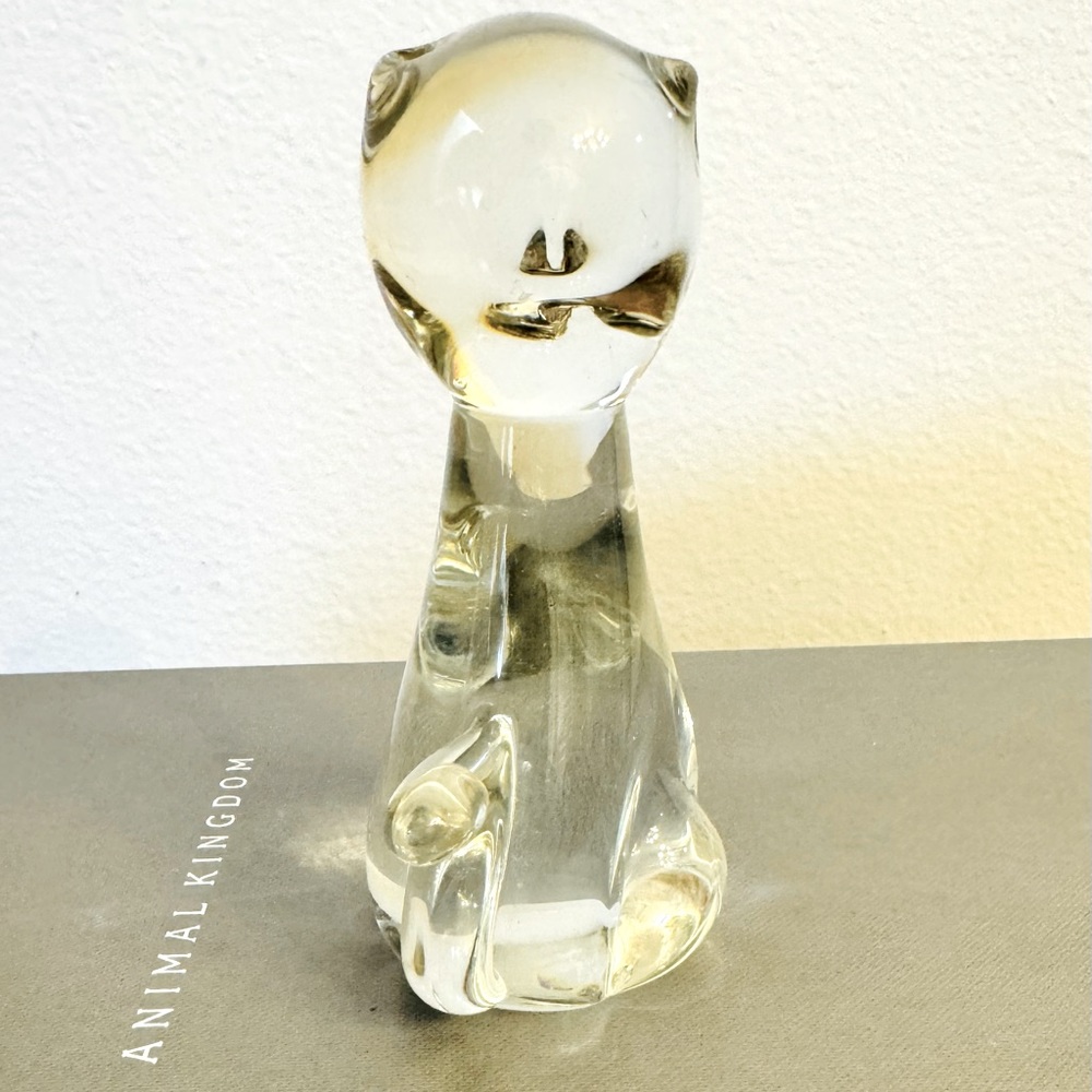 MCM Art Glass Cat 1970s Figurine Paperweight